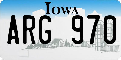 IA license plate ARG970