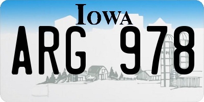 IA license plate ARG978