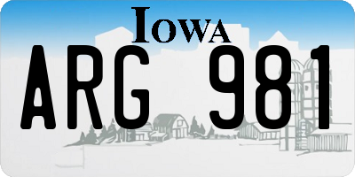IA license plate ARG981