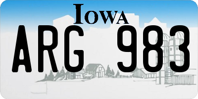 IA license plate ARG983