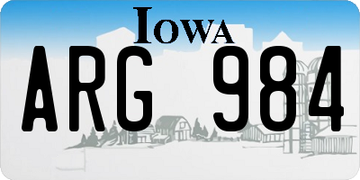 IA license plate ARG984