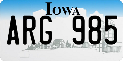 IA license plate ARG985
