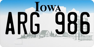 IA license plate ARG986