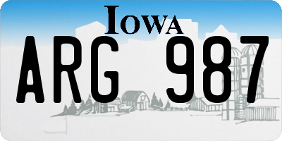 IA license plate ARG987