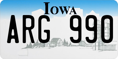 IA license plate ARG990
