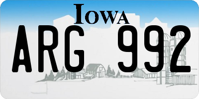 IA license plate ARG992