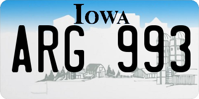IA license plate ARG993