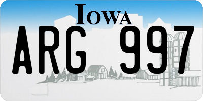 IA license plate ARG997