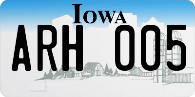 IA license plate ARH005