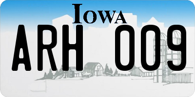 IA license plate ARH009