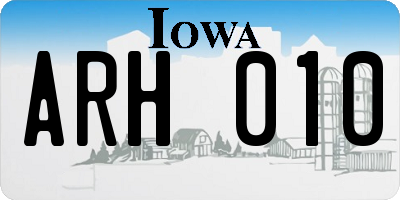IA license plate ARH010
