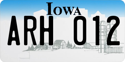IA license plate ARH012