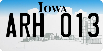 IA license plate ARH013