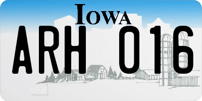 IA license plate ARH016