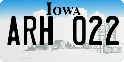 IA license plate ARH022