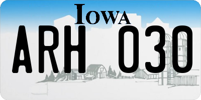 IA license plate ARH030