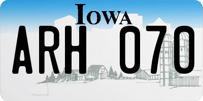 IA license plate ARH070
