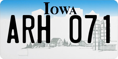 IA license plate ARH071