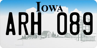 IA license plate ARH089
