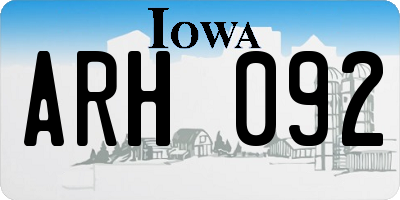 IA license plate ARH092