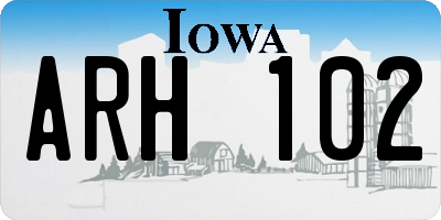 IA license plate ARH102