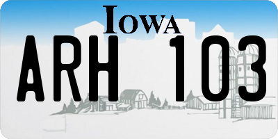 IA license plate ARH103