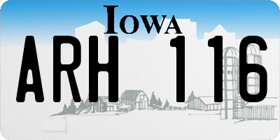 IA license plate ARH116