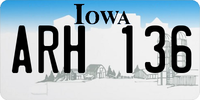 IA license plate ARH136