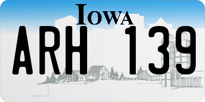 IA license plate ARH139