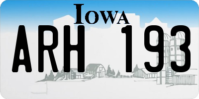 IA license plate ARH193