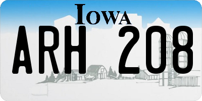 IA license plate ARH208