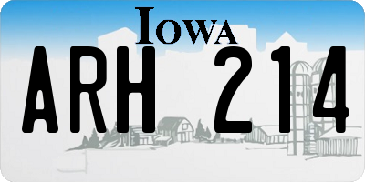 IA license plate ARH214