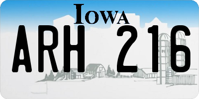 IA license plate ARH216
