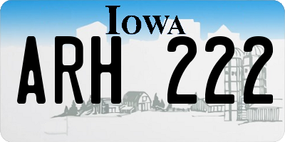 IA license plate ARH222
