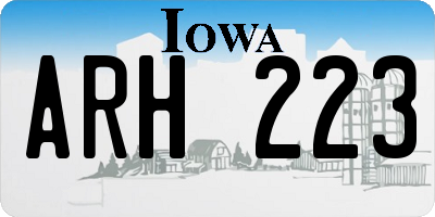 IA license plate ARH223