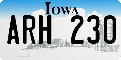 IA license plate ARH230