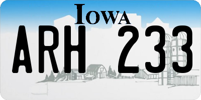IA license plate ARH233