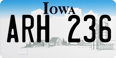 IA license plate ARH236