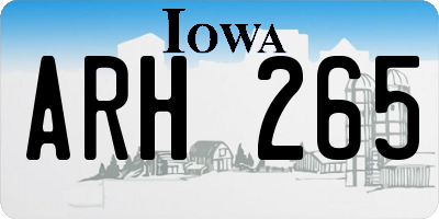 IA license plate ARH265