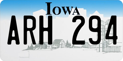 IA license plate ARH294