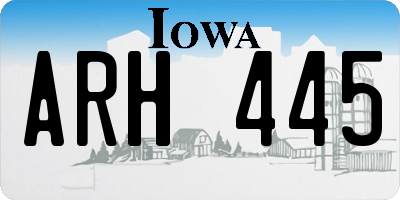 IA license plate ARH445