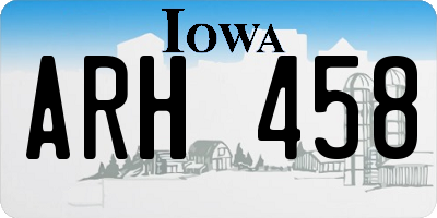 IA license plate ARH458