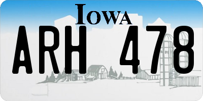 IA license plate ARH478