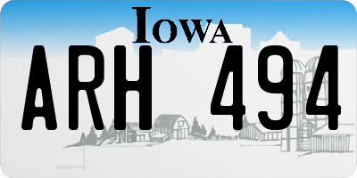 IA license plate ARH494