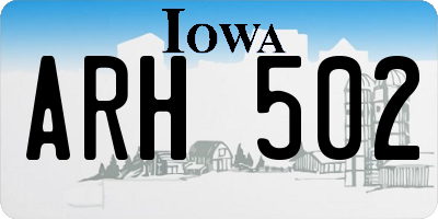 IA license plate ARH502