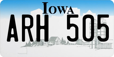 IA license plate ARH505