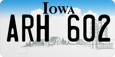 IA license plate ARH602