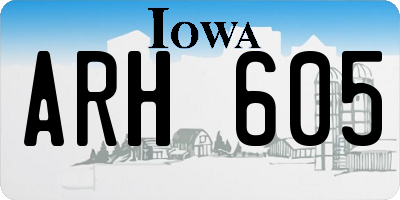 IA license plate ARH605