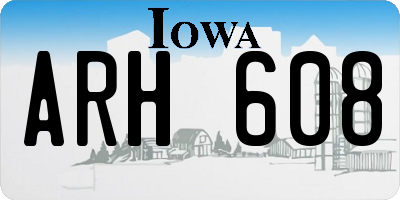 IA license plate ARH608