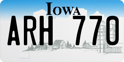 IA license plate ARH770